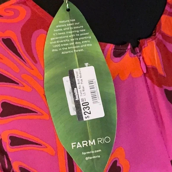 FARM Rio Pink and Orange Long Sleeve Dress - Picture 3 of 9